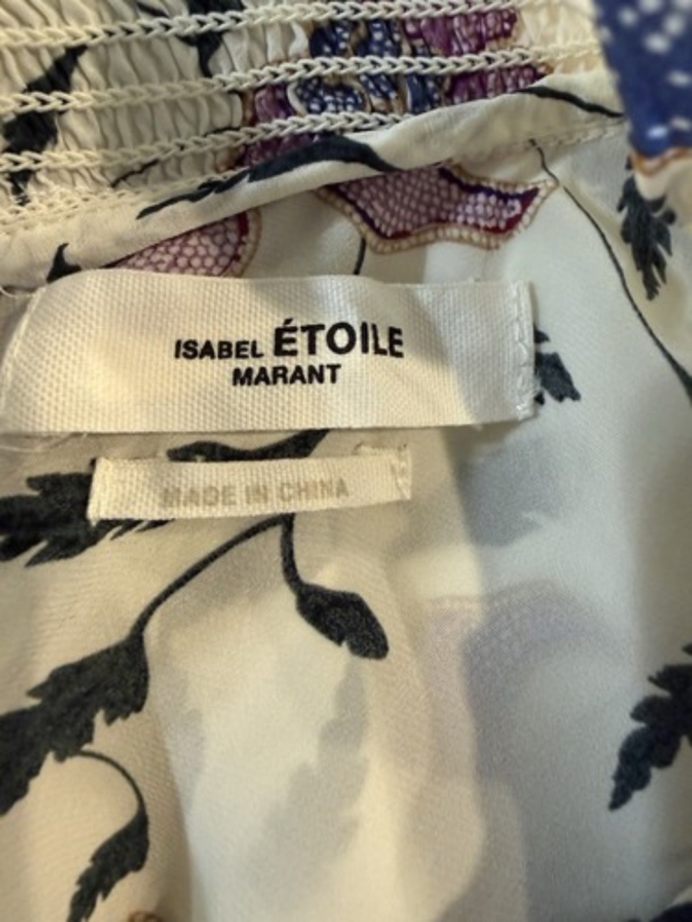 Isabel Marant Etoile Womens FR36 Ivory Floral Puff Sleeve Blouse Viscose - Picture 5 of 7